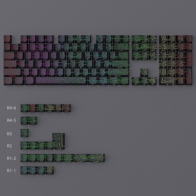 Contour Line Black 104+29 Keys PBT Doubleshot Side Legends Keycaps Set Cherry Profile for Cherry MX Keyboard